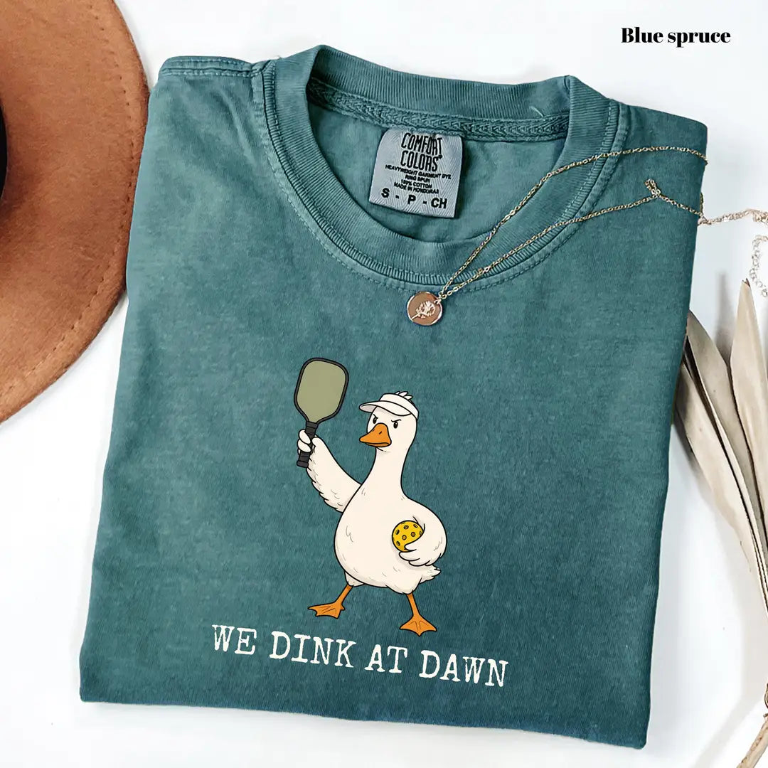 Comfort Colors 1717 T-shirt with We Dink At Dawn design worn by a model