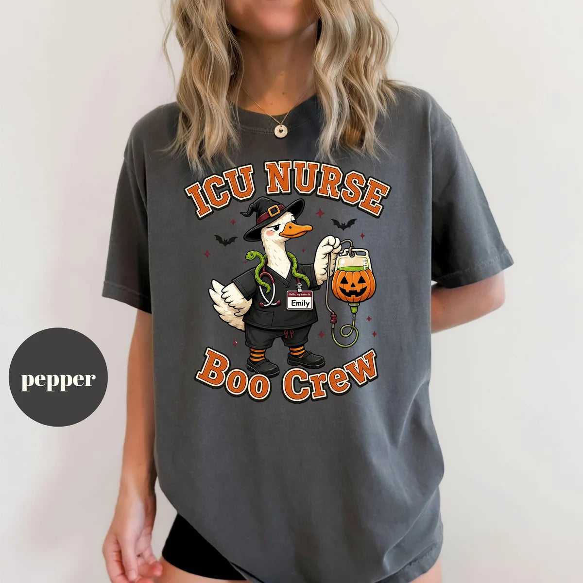 Pepper Comfort Colors 1717 T-shirt with ICU Nurse design