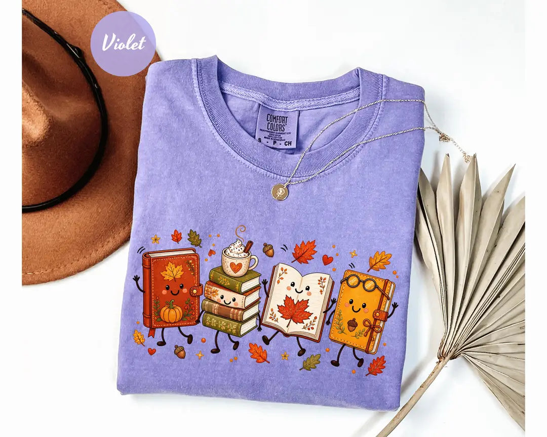 Comfort Colors 1717 T-shirt with Cozy Book Lover Doodle design alternate view view 3