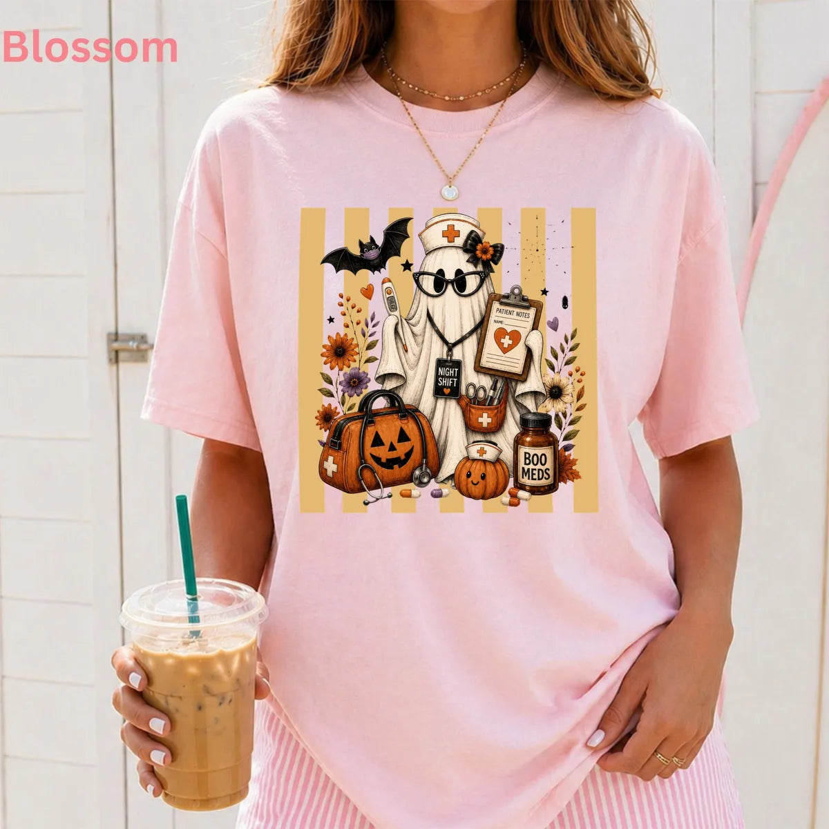 Night Shift Nurse Halloween Comfort Colors T-Shirt alternate product view.