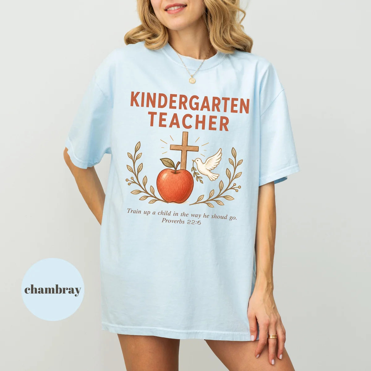 Comfort Colors 1717 T-shirt with Christian Kindergarten Teacher design alternate view