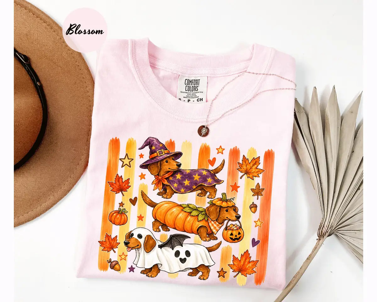 Comfort Colors 1717 T-shirt with Halloween Dachshund design alternate view view 5