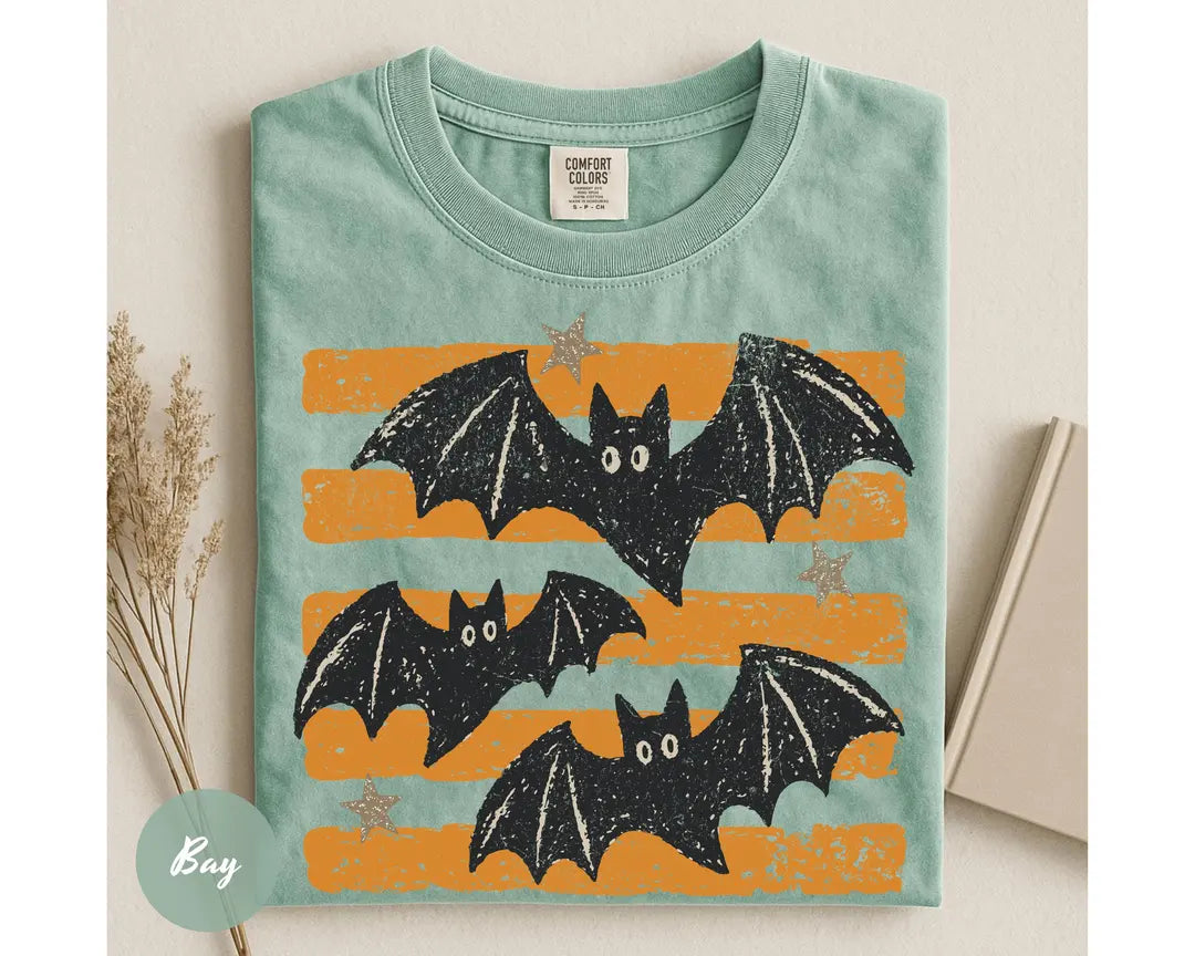 Comfort Colors 1717 T-shirt with Halloween Bats design alternate view view 4