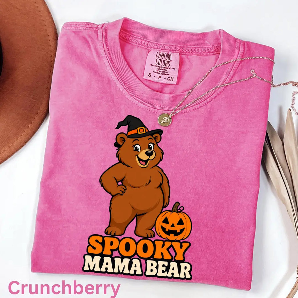 Spooky Mama Bear Halloween Comfort Colors T-Shirt alternate product view.