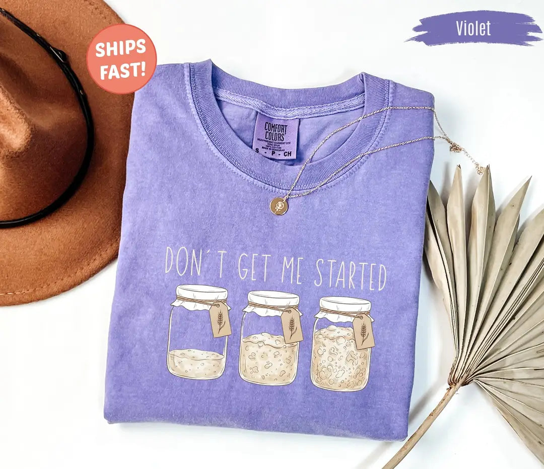 Sourdough Starter graphic Comfort Colors T-shirt, additional product photograph.