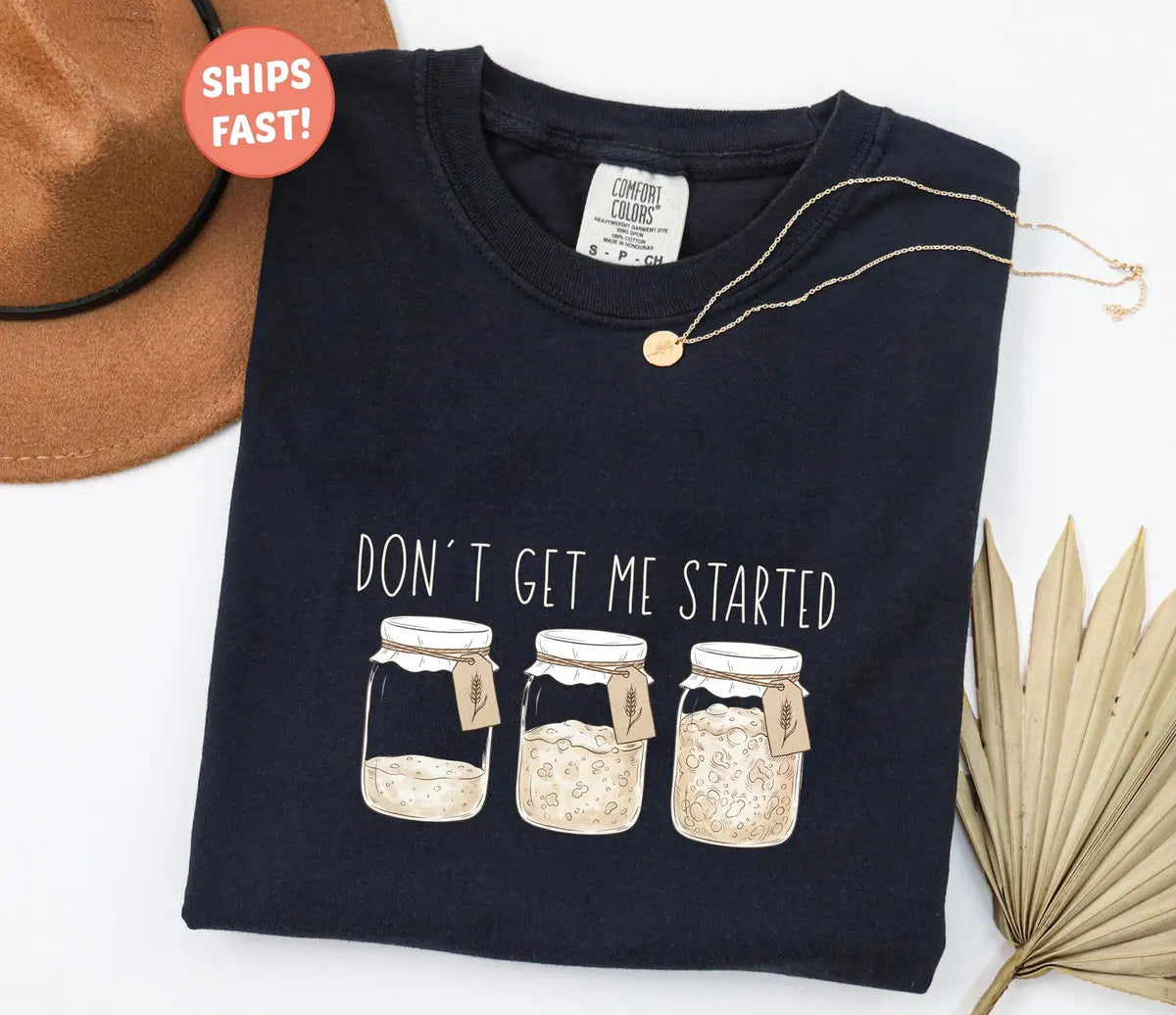 Sourdough Starter graphic Comfort Colors T-shirt, additional product photograph.
