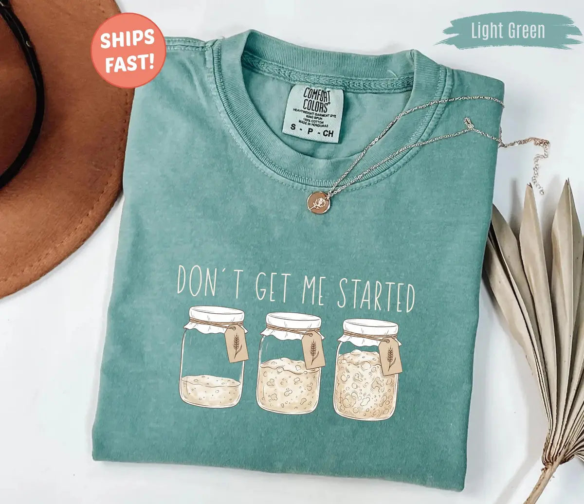 Sourdough Starter graphic Comfort Colors T-shirt, additional product photograph.