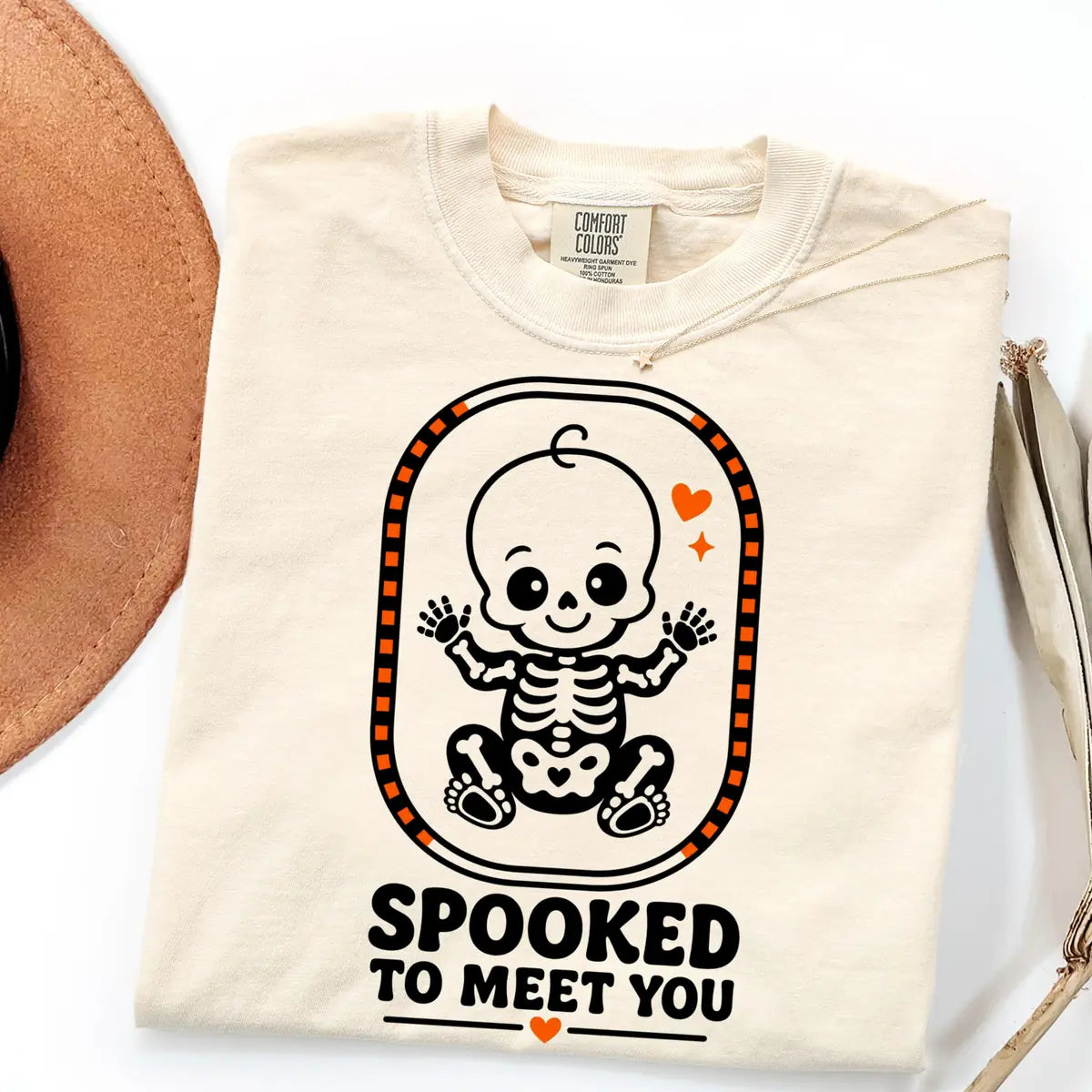 Island Reef Comfort Colors T-shirt with Spooked To Meet You Skeleton Baby - Pregnancy Halloween Comfort Colors T-Shirt Halloween artwork