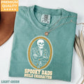Comfort Colors T-shirt in Violet featuring skeleton dad in leather jacket graphic