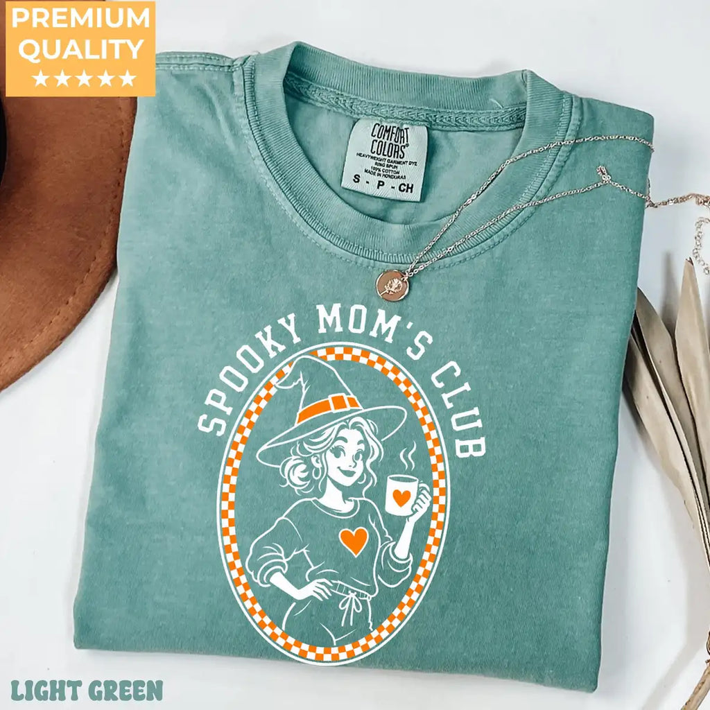 Comfort Colors T-shirt in Violet featuring coffee witch graphic