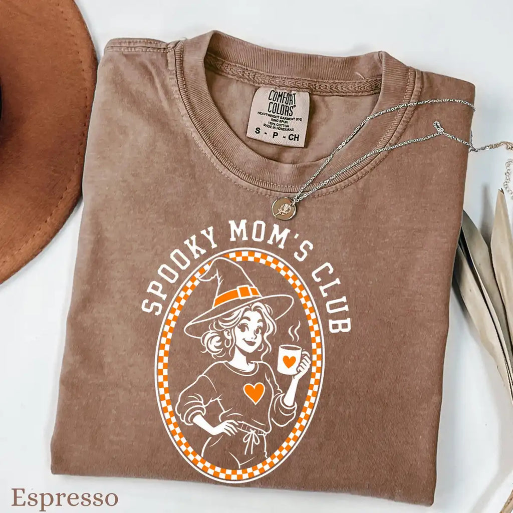 Comfort Colors T-shirt in Espresso featuring coffee witch graphic