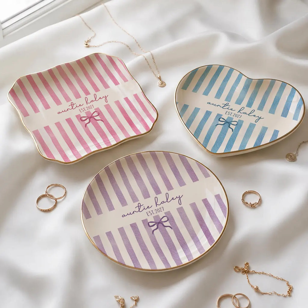 Stripe Custom Names Time Auntie Ring Dish variant