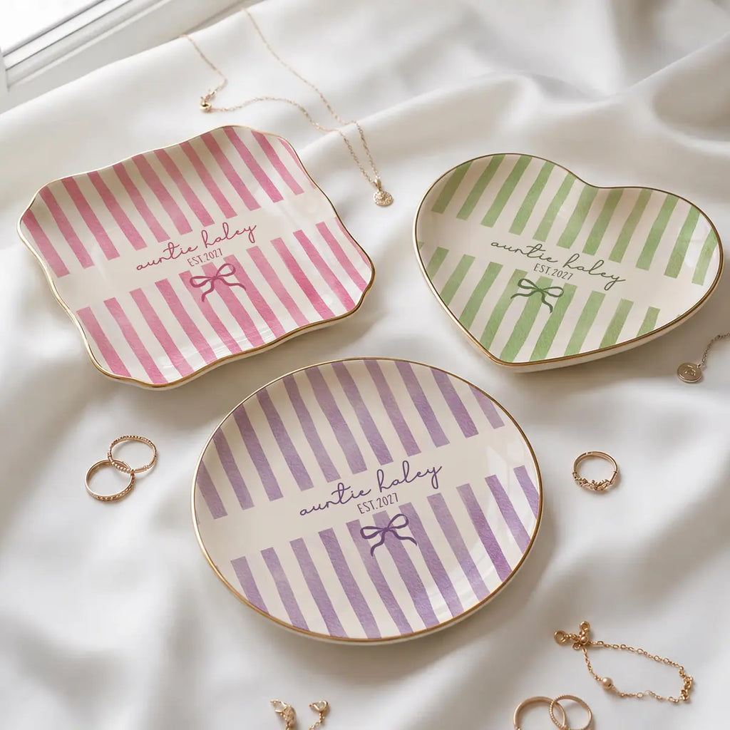 Stripe Custom Names Time Auntie Ring Dish variant