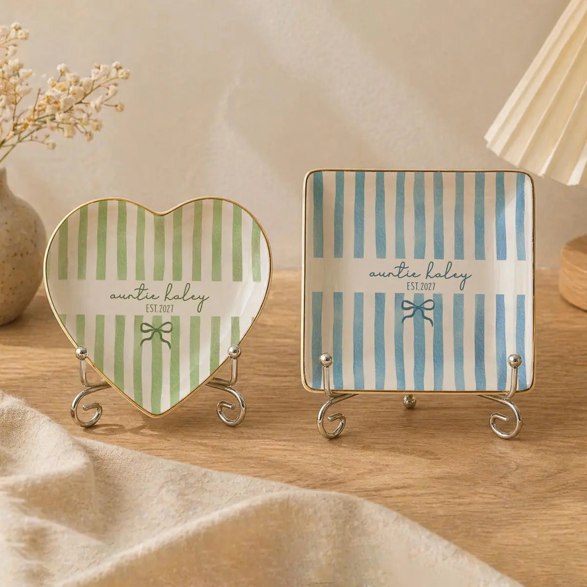 Stripe Custom Names Time Auntie Ring Dish variant