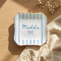 Striped Bow Custom Names Bridesmaid Ring Dish variant