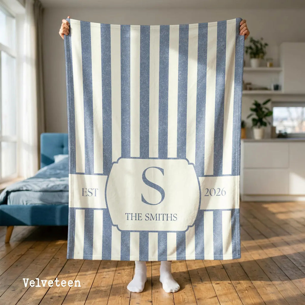 Size chart and care instructions for the woven blanket