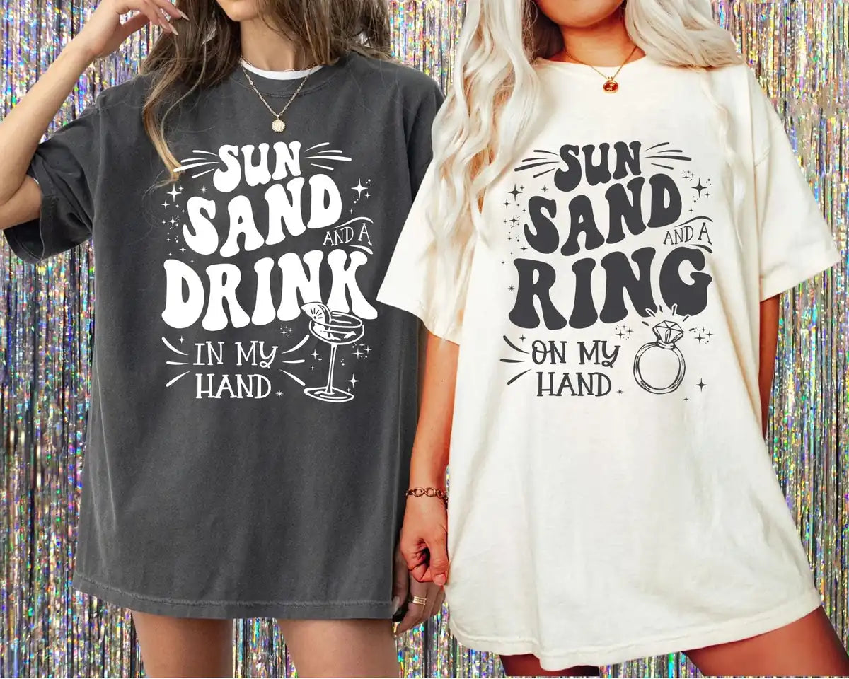 sun sand ring on my hand custom name bachelorette party comfort colors t shirt size chart