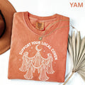 Comfort Colors T-shirt in Yam featuring witches circle graphic