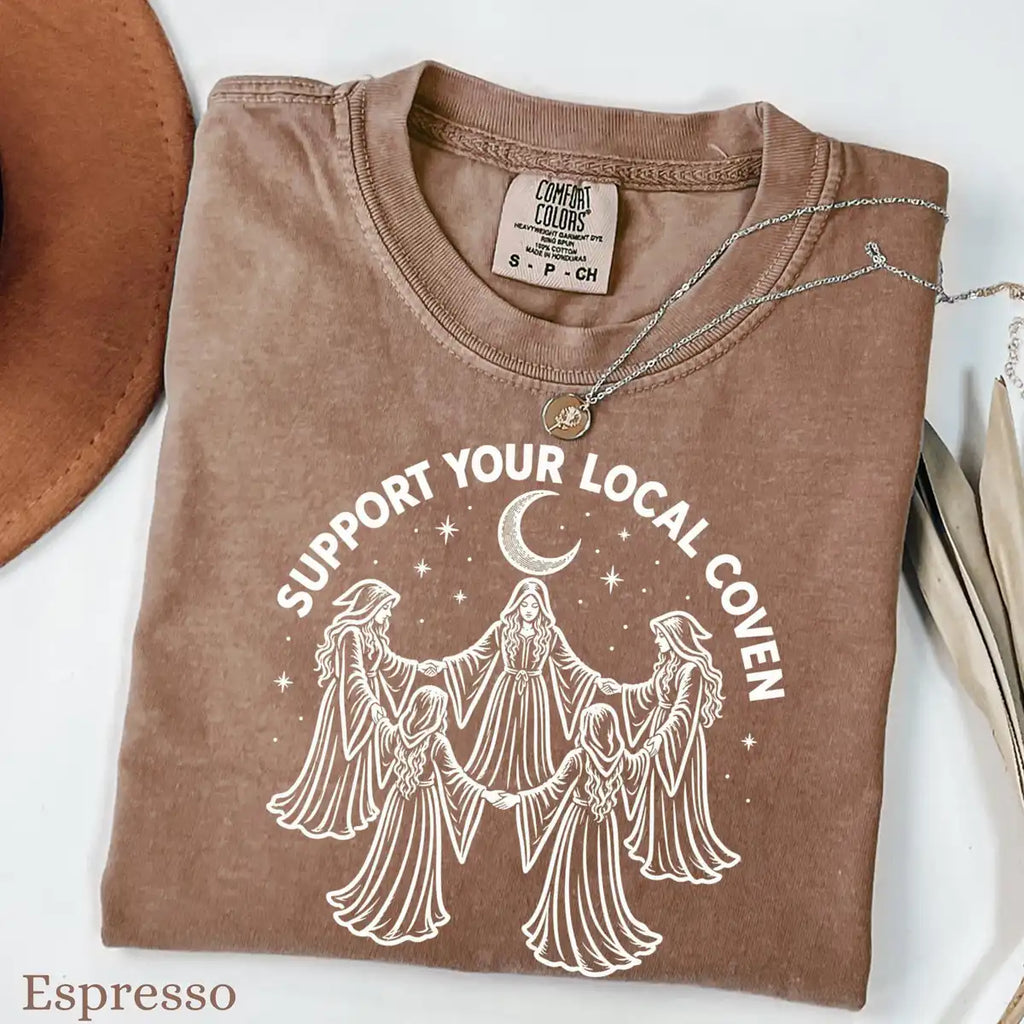 Comfort Colors T-shirt in Chambray featuring witches circle graphic