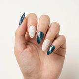 teal ivory 3d cat eye almond press on nails seashell pearl lifestyle 02
