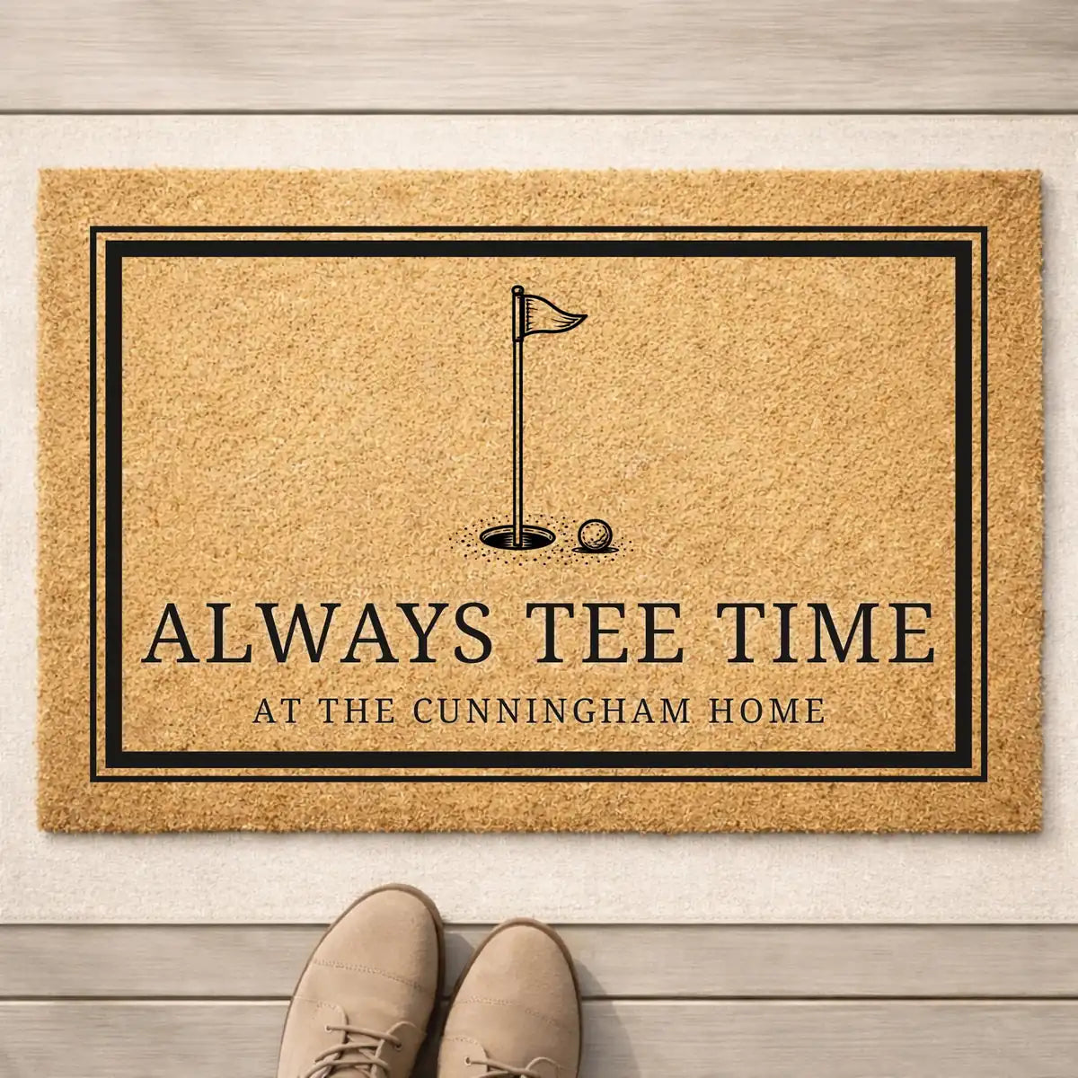 tee time country club golf custom last name personalized doormat hero 01