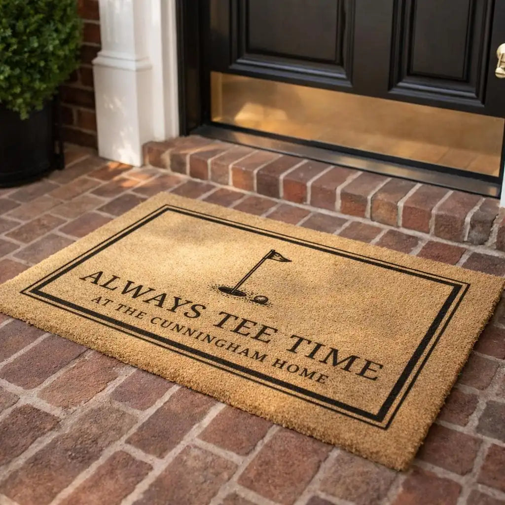 tee time country club golf custom last name personalized doormat lifestyle 02