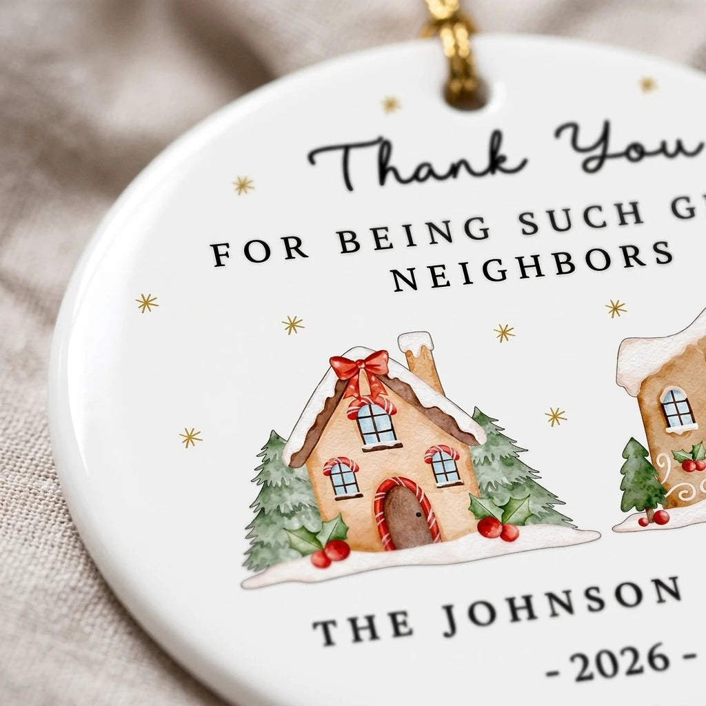 thank you great neighbor personalized christmas neighbor ornament detail