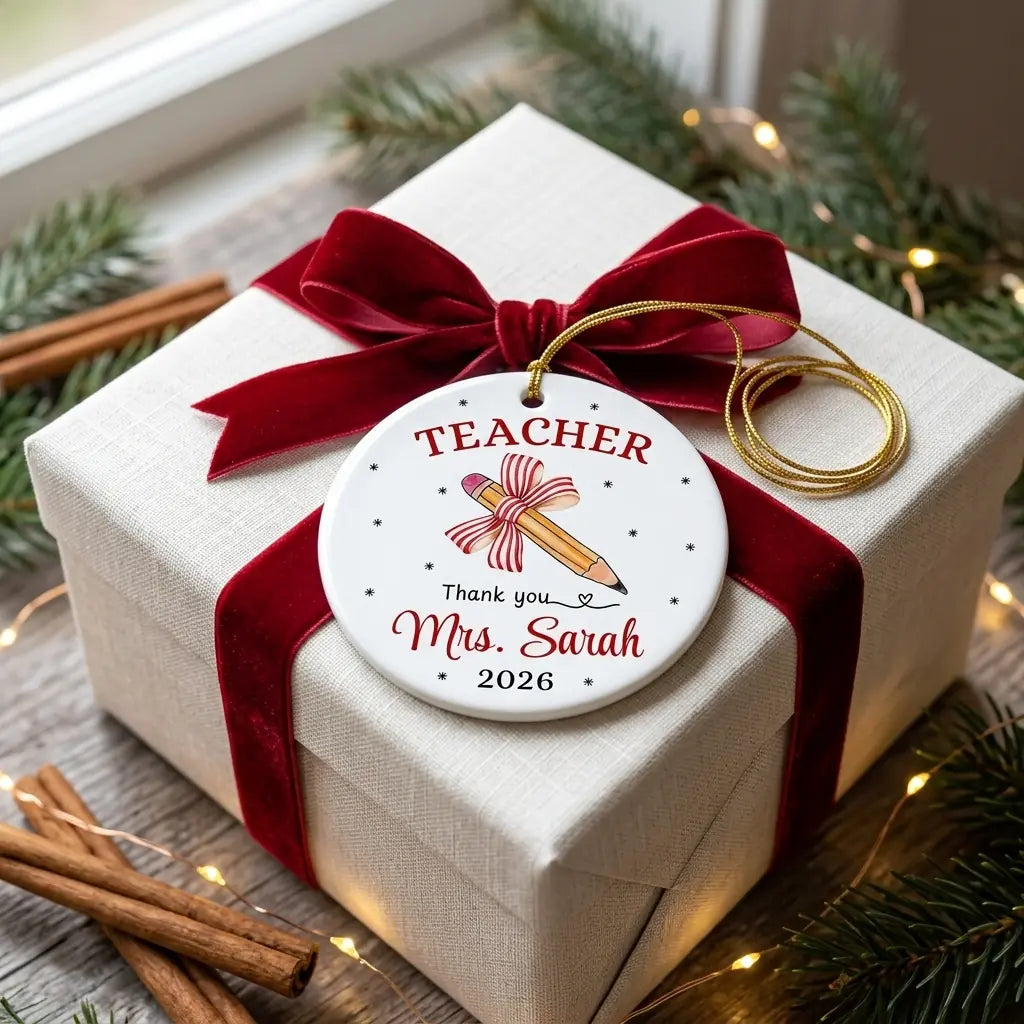 thank you teacher pencil personalized ornament gift
