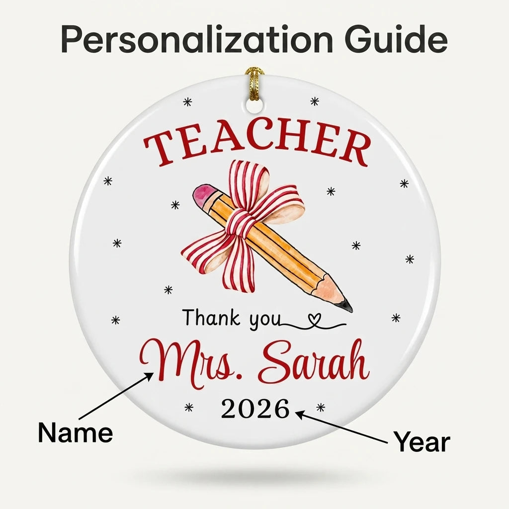 thank you teacher pencil personalized ornament guide
