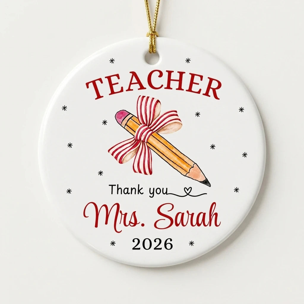 thank you teacher pencil personalized ornament hero