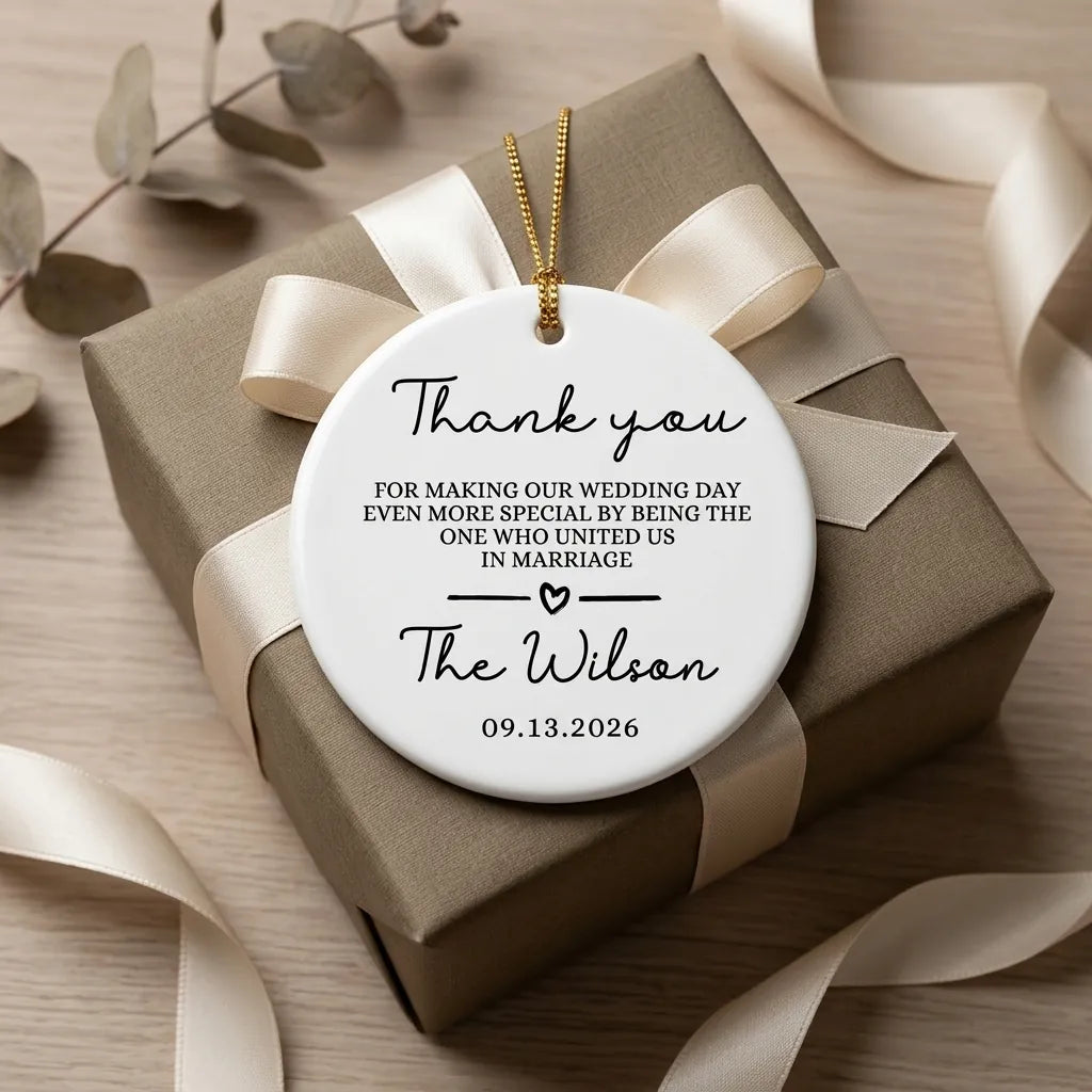 thank you wedding officiant personalized ornament gift