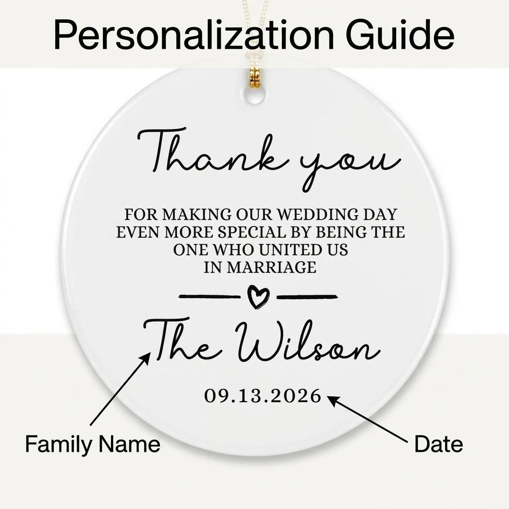 thank you wedding officiant personalized ornament guide