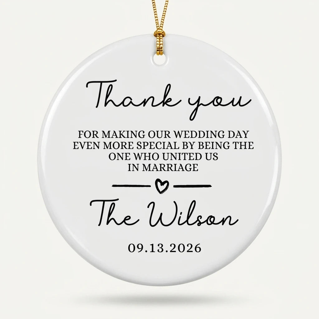 thank you wedding officiant personalized ornament hero