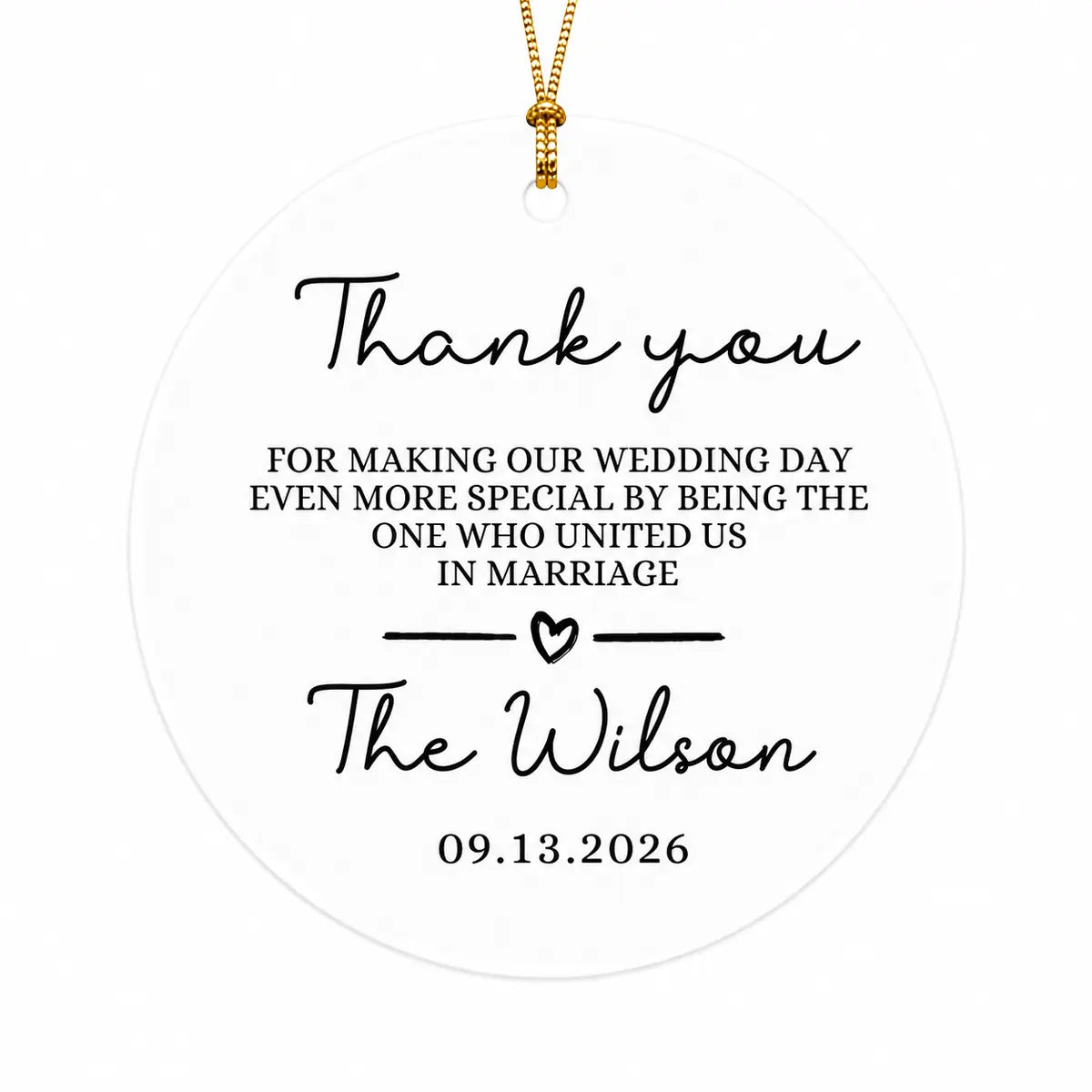 thank you wedding officiant personalized ornament lifestyle