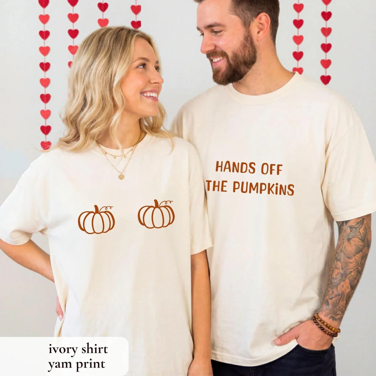 Thanksgiving Couple Shirts graphic Comfort Colors T-shirt, additional product photograph.