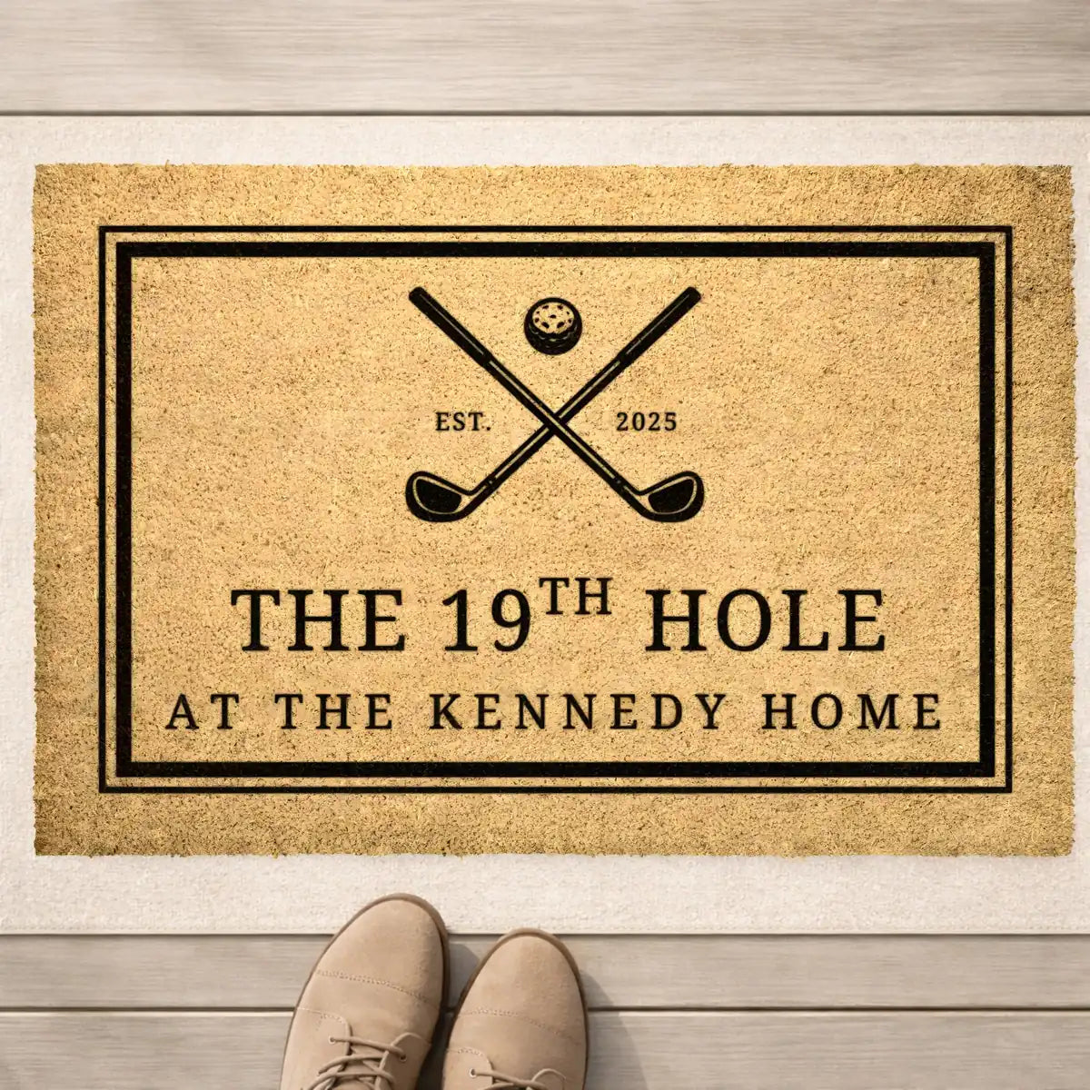 the 19th hole custom family name personalized doormat hero 01