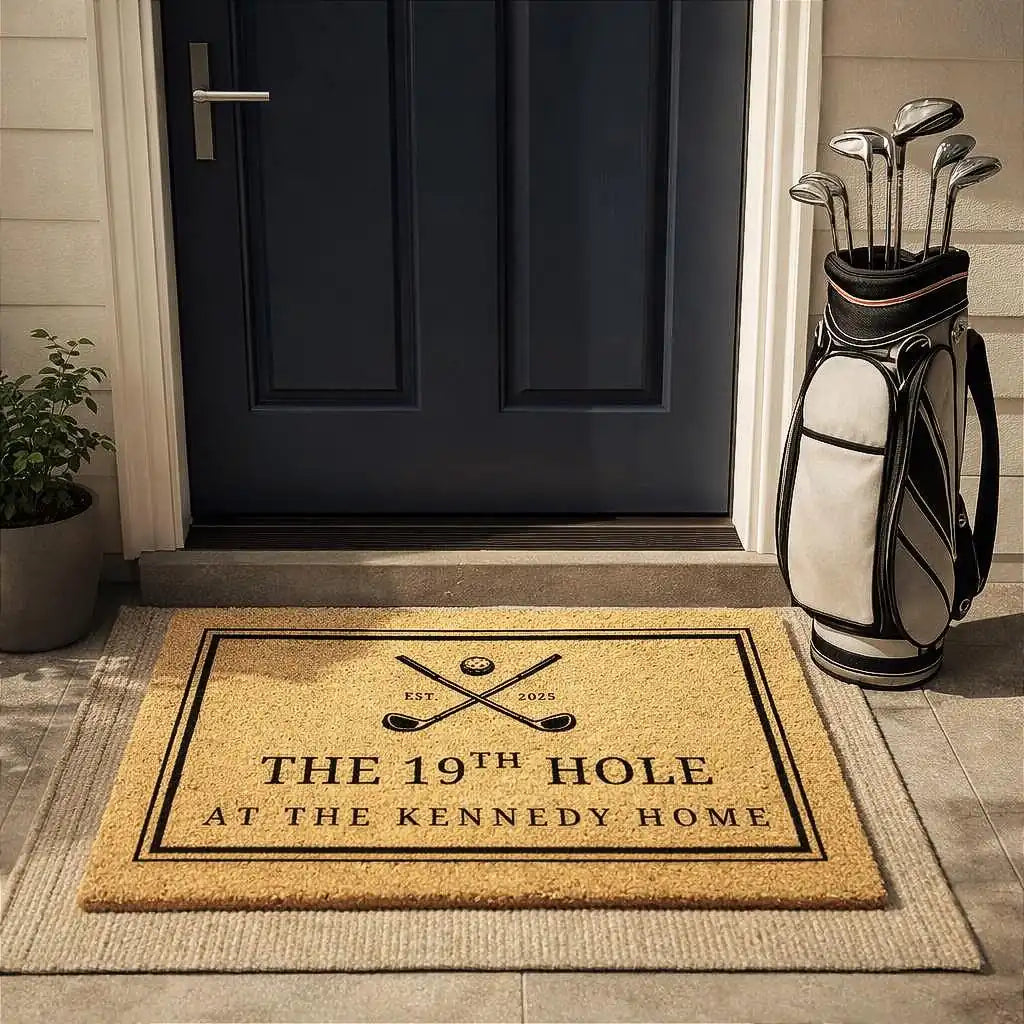 the 19th hole custom family name personalized doormat lifestyle 02