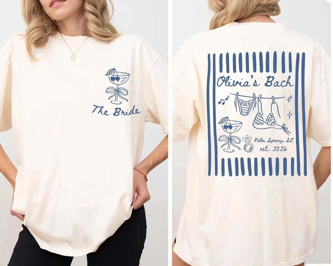The Bach Club - Custom Name - Beach Bachelorette Party Comfort Colors T-Shirt - Comfort Colors T-Shirt Mockup Image