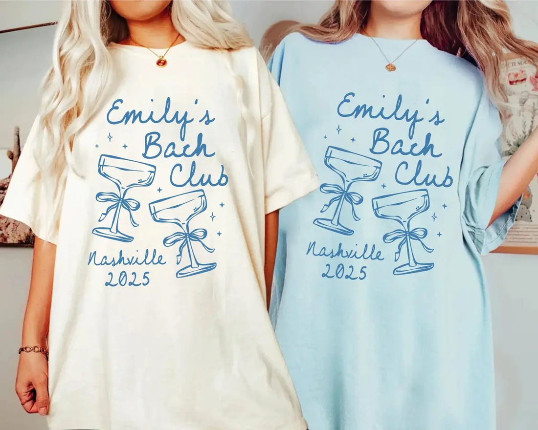 The Bach Club - Custom Location - Luxury Bachelorette Party Comfort Colors T-Shirt - Comfort Colors T-Shirt Mockup Image