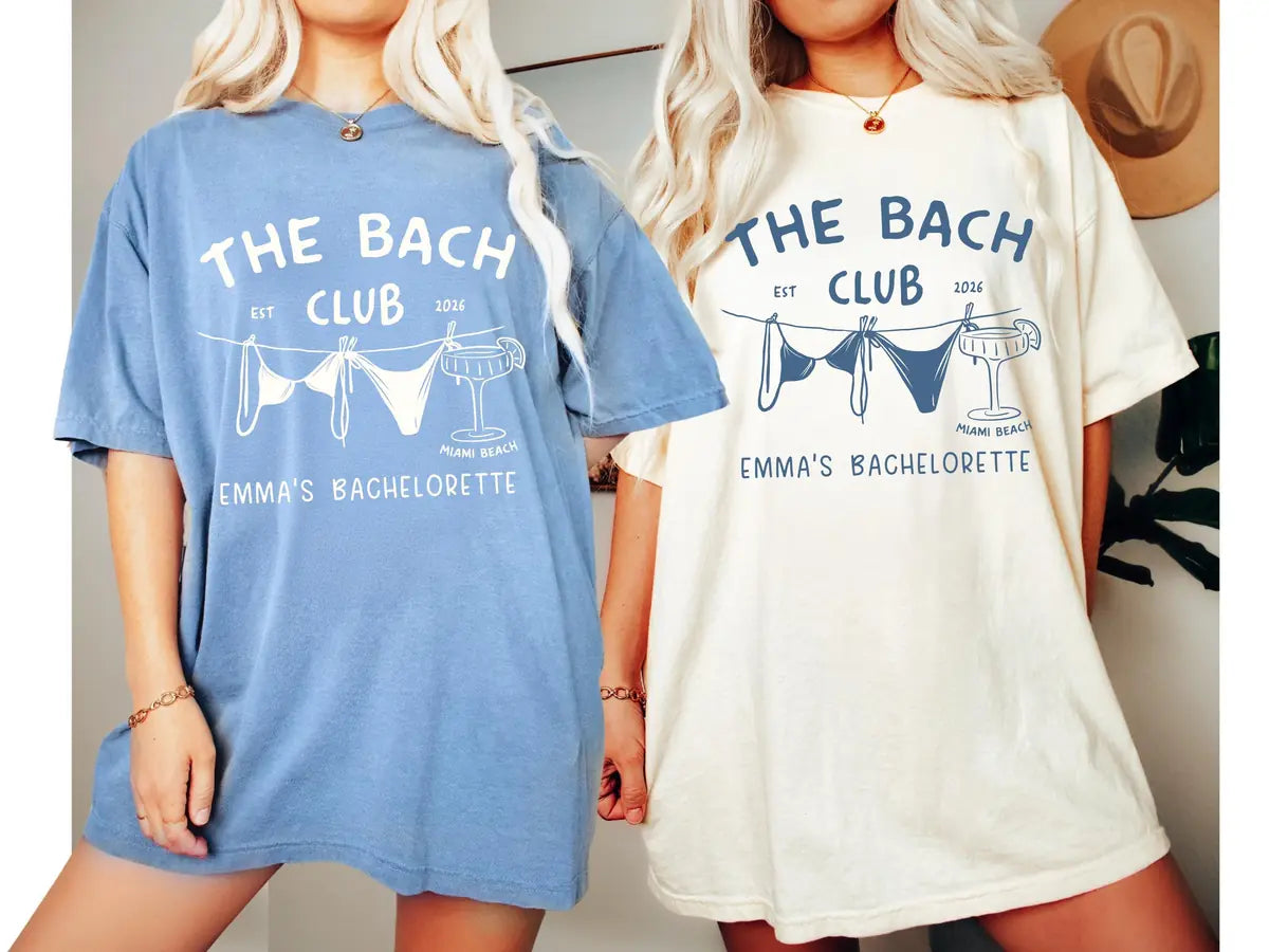 The Bach Club Bridal - Custom Name - Bachelorette Party Comfort Colors T-Shirt - Comfort Colors T-Shirt Mockup Image