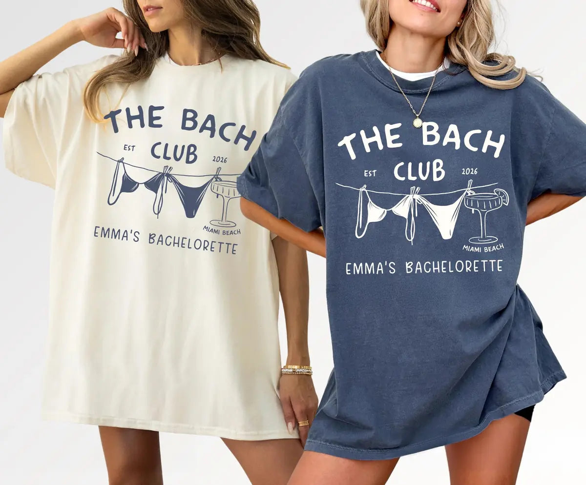 The Bach Club Bridal - Custom Name - Bachelorette Party Comfort Colors T-Shirt - Comfort Colors T-Shirt Mockup Image