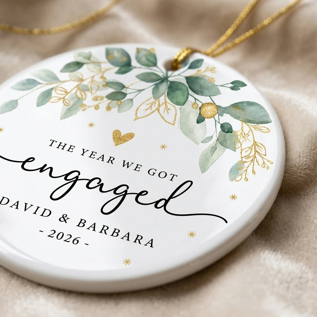 the year we got engaged first christmas engagement personalized ornament detail