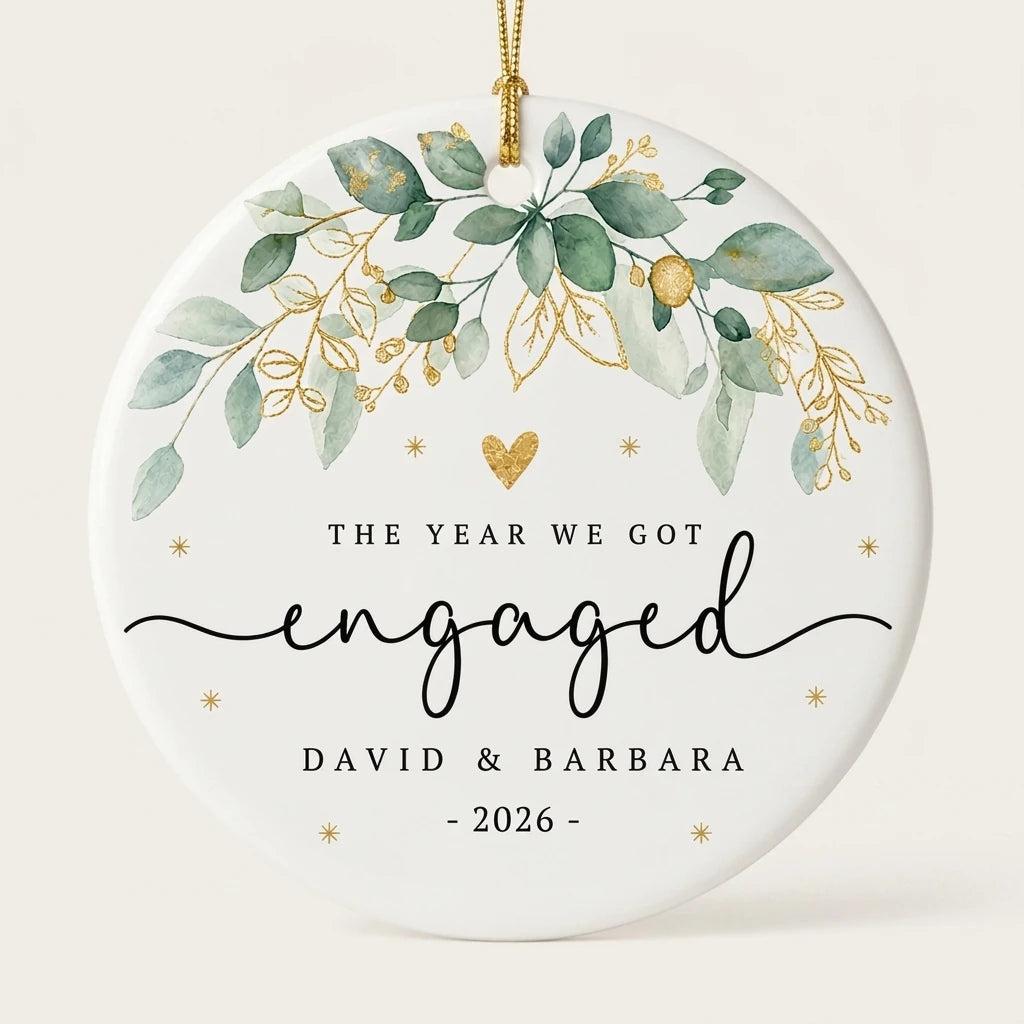 the year we got engaged first christmas engagement personalized ornament hero
