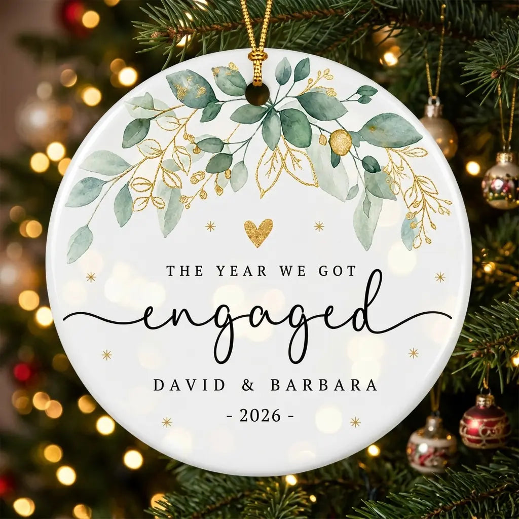 the year we got engaged first christmas engagement personalized ornament tree