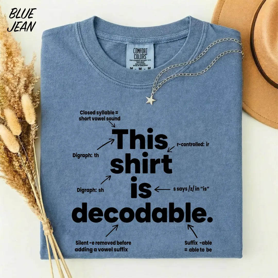 This Is Decodable graphic Comfort Colors T-shirt, additional product photograph.