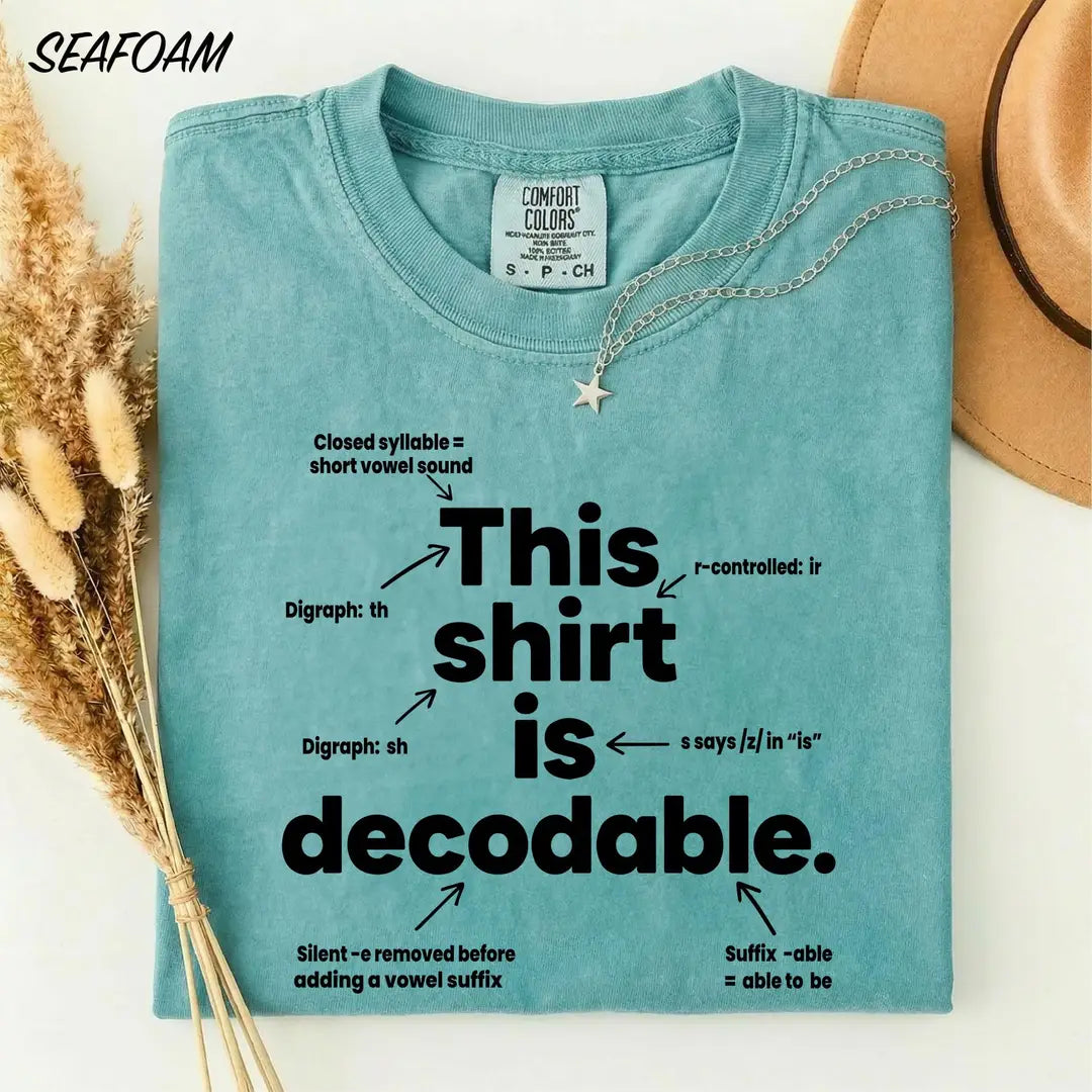 This Is Decodable graphic Comfort Colors T-shirt, additional product photograph.