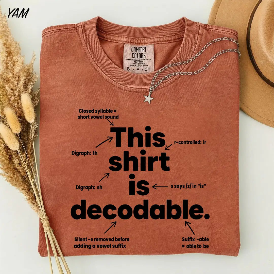 This Is Decodable graphic Comfort Colors T-shirt, additional product photograph.
