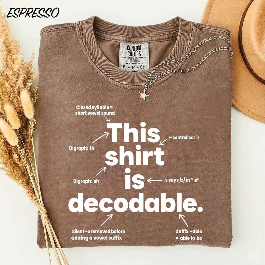This Is Decodable graphic Comfort Colors T-shirt, additional product photograph.