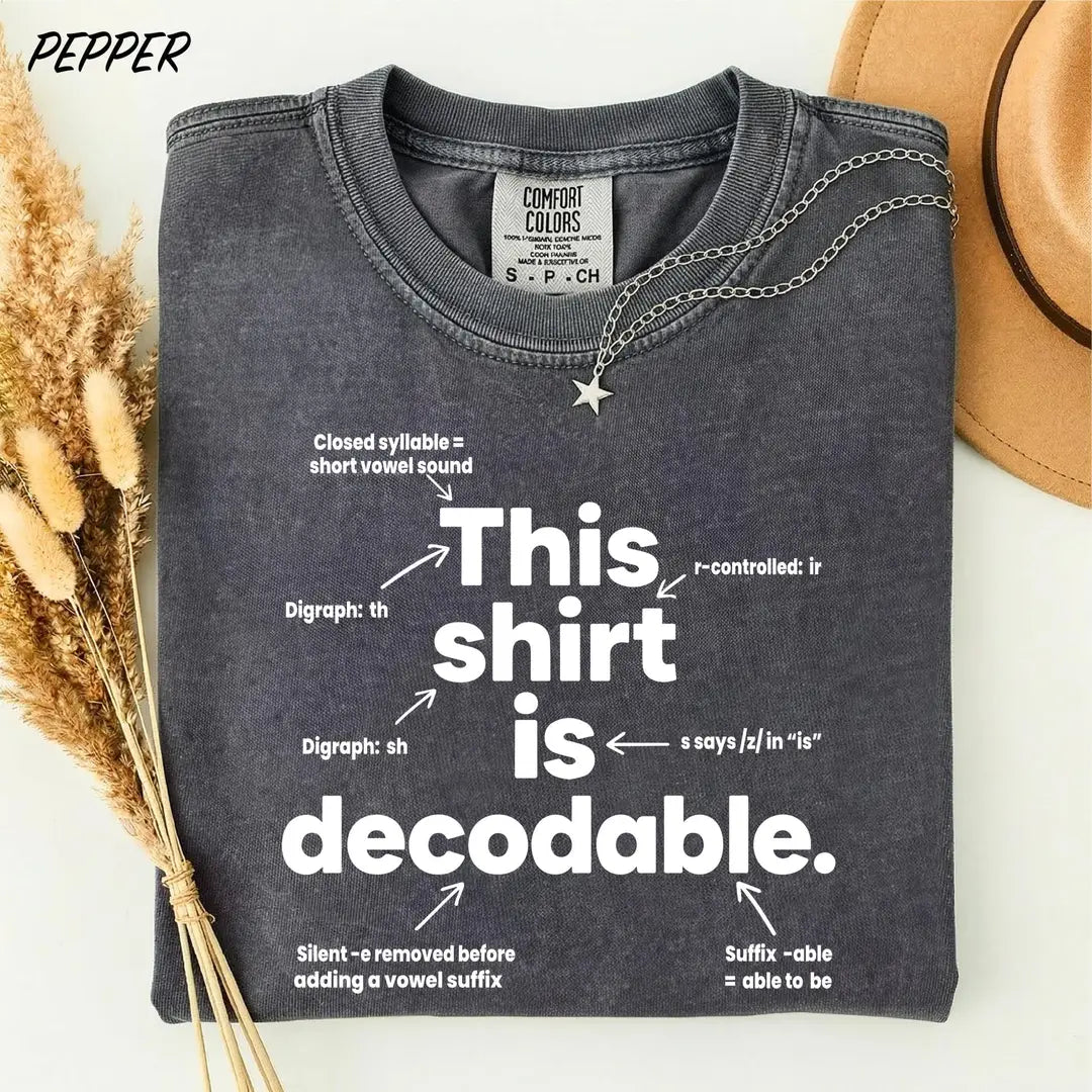 This Is Decodable graphic Comfort Colors T-shirt, additional product photograph.