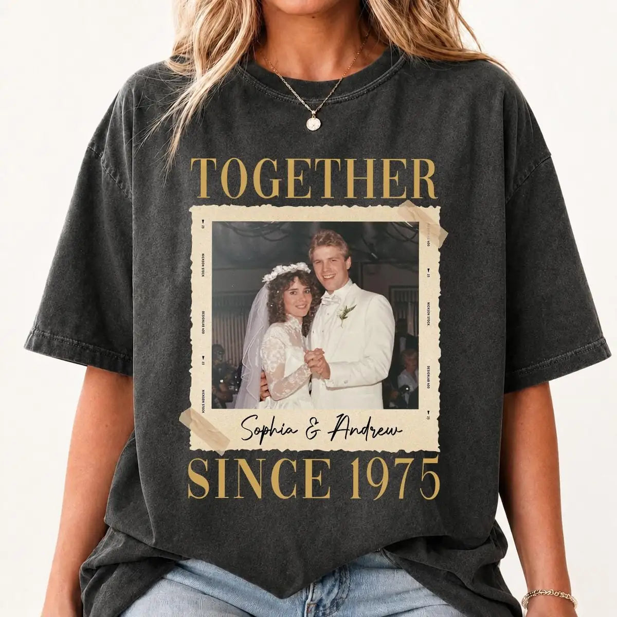 together-since-couple-custom-photo-names-year-wedding-anniversary-comfort-colors-t-shirt custom photo Comfort Colors T-Shirt model mockup preview 05